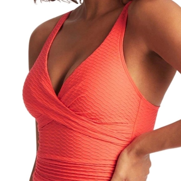 NWT Sea Level Honeycomb Cross Front Multi Fit One Piece 4-6 Tangerine - Picture 3 of 16